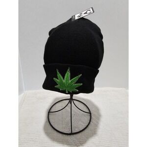Cannabis Leaf Black Winter Stocking Hat
